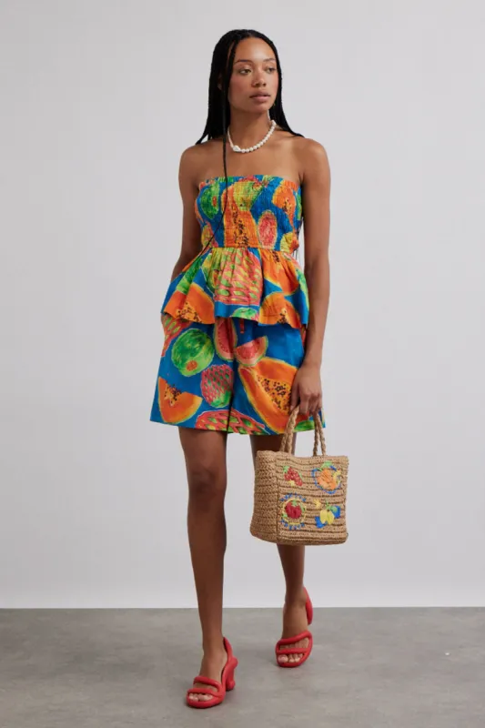 pull on shorts - papaya print sold by Damson Madder