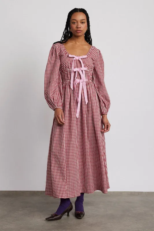 dakota bow midi dress - red gingham sold by Damson Madder