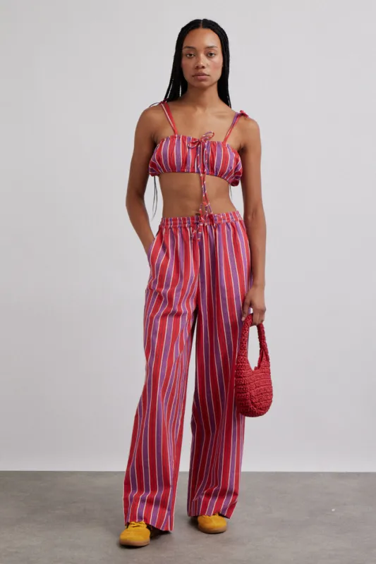 chlo trousers - red stripe sold by Damson Madder