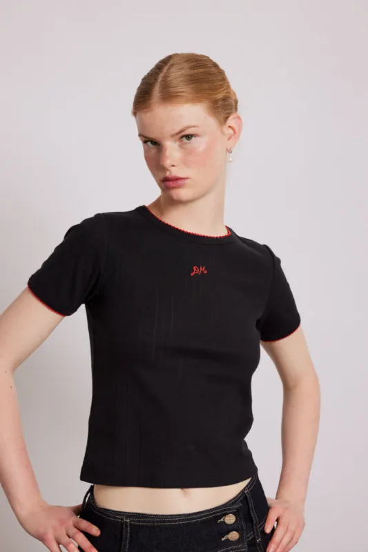 dm shrunken pointelle tee sold by Damson Madder