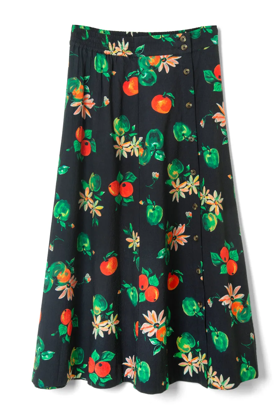 lowrie button through midi skirt - apple print sold by Damson Madder product image thumbnail 5