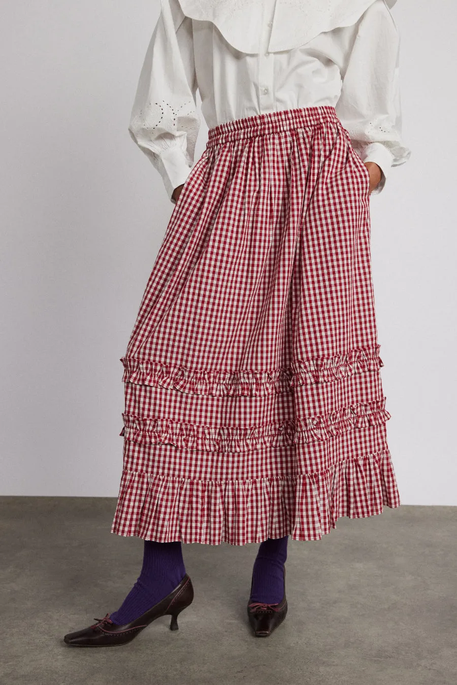 rina ruffle skirt - red gingham sold by Damson Madder product image thumbnail 2