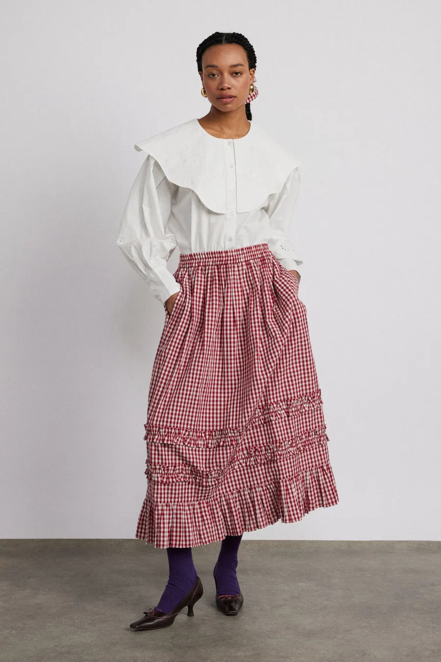 rina ruffle skirt - red gingham | Parallel