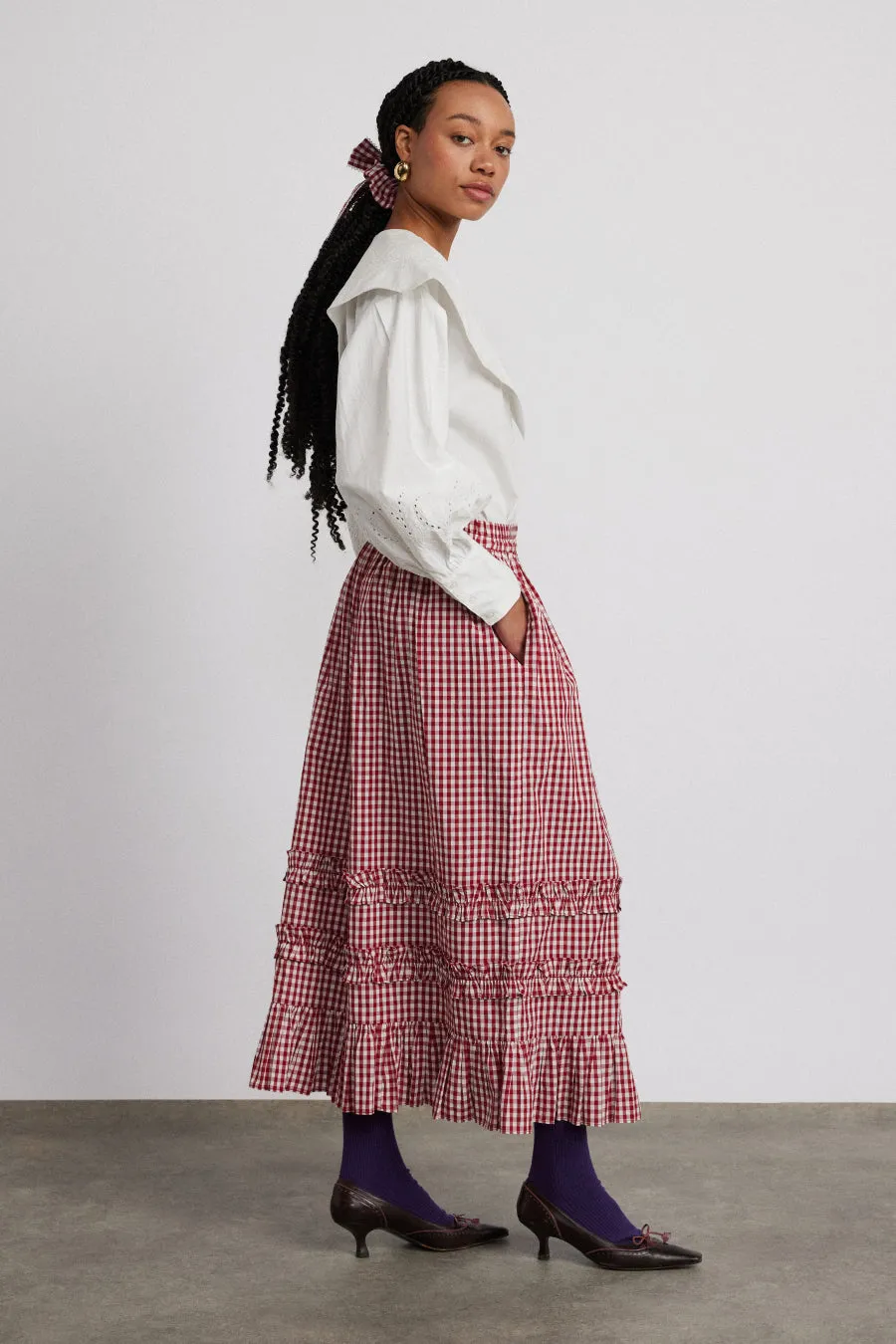 rina ruffle skirt - red gingham sold by Damson Madder product image thumbnail 4