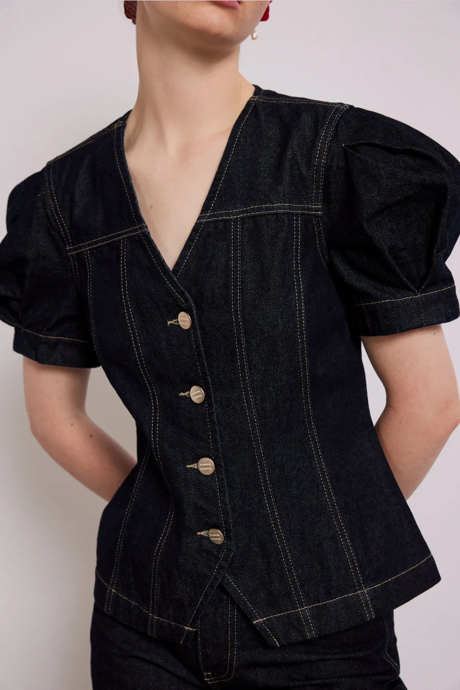 shell denim top - dark indigo sold by Damson Madder product image thumbnail 2