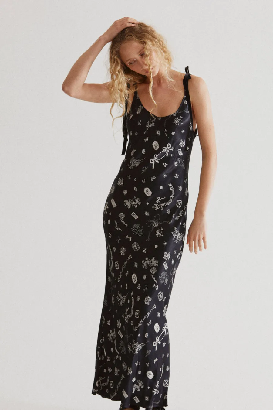cleo slip dress- symbol print sold by Damson Madder product image thumbnail 2