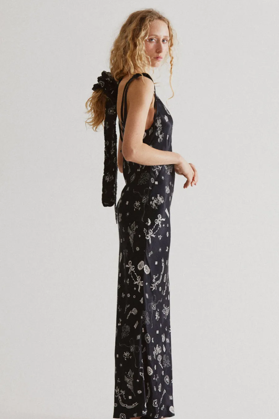 cleo slip dress- symbol print sold by Damson Madder product image thumbnail 4