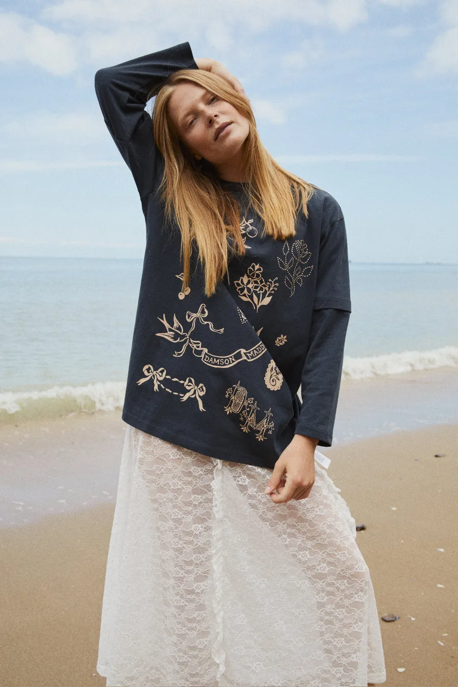 double sleeve symbol tee sold by Damson Madder product image thumbnail 4