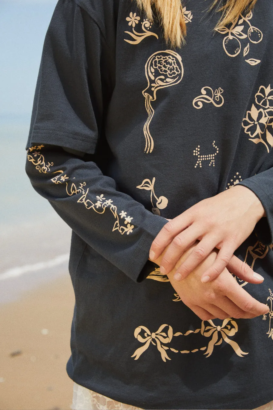 double sleeve symbol tee sold by Damson Madder product image thumbnail 3