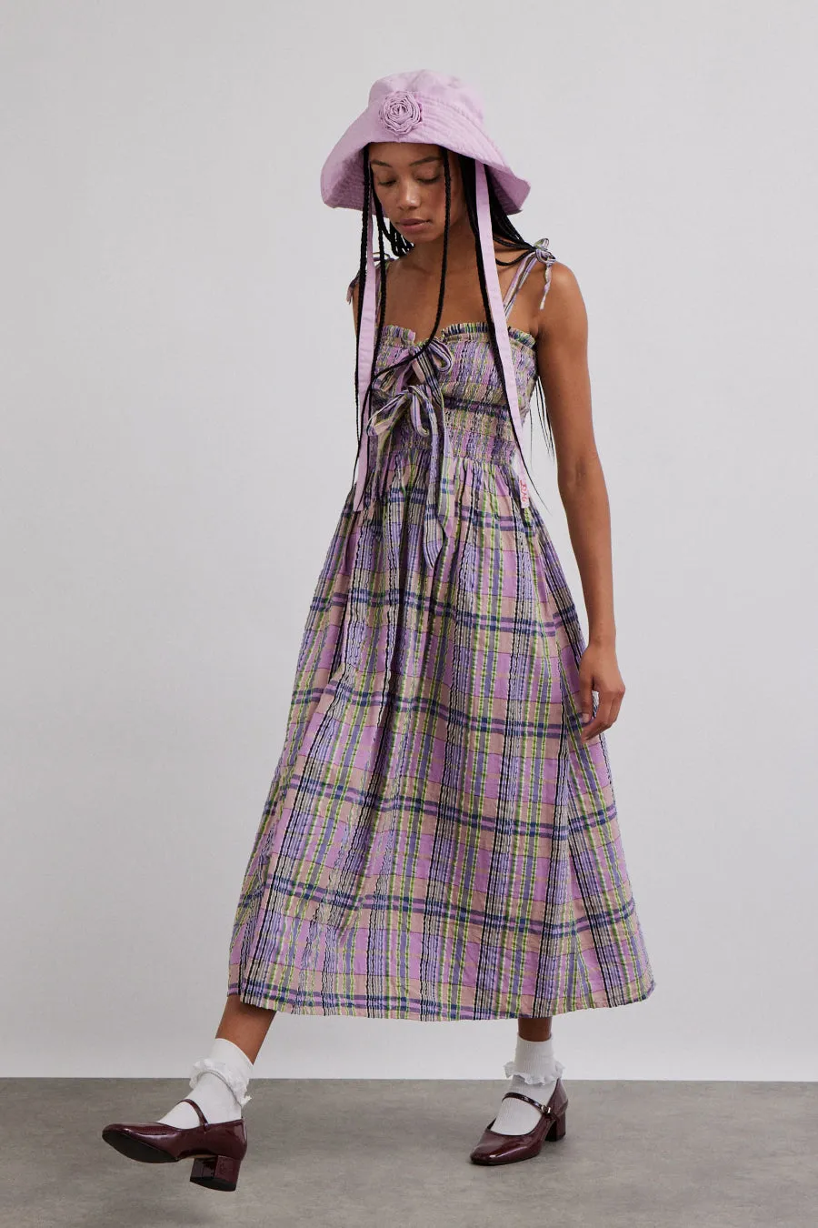 hettie midi dress - cindy check sold by Damson Madder