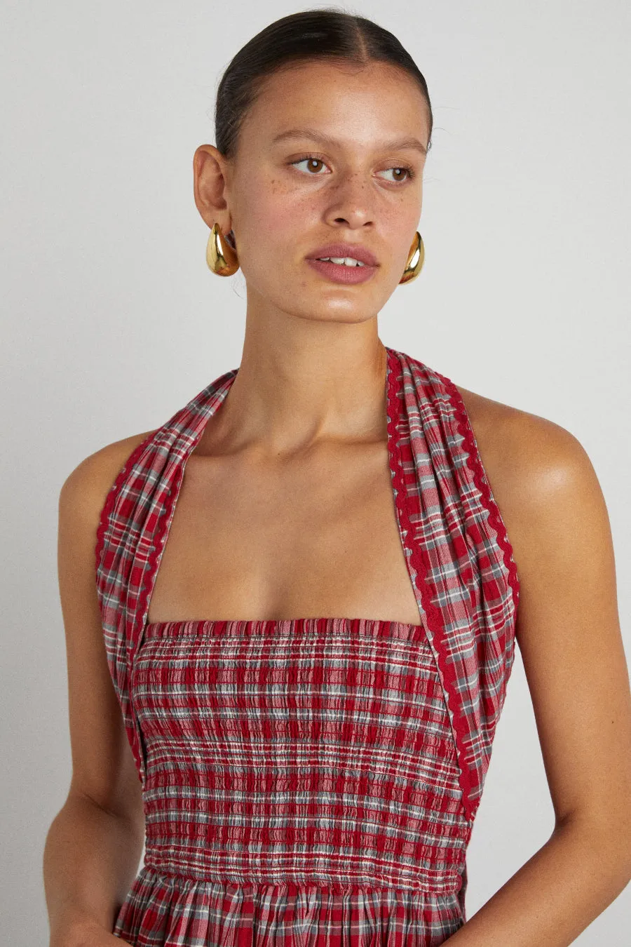 pia midi dress - red check sold by Damson Madder product image thumbnail 5