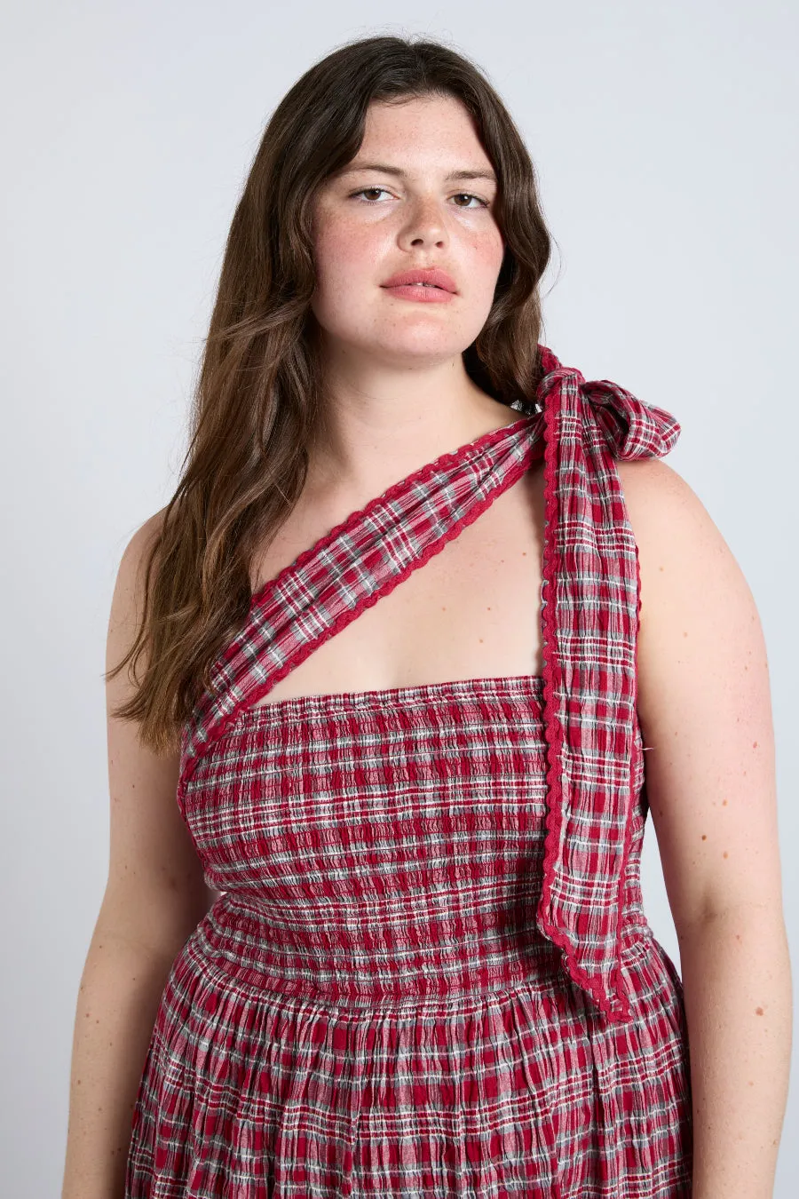 pia midi dress - red check sold by Damson Madder product image thumbnail 3