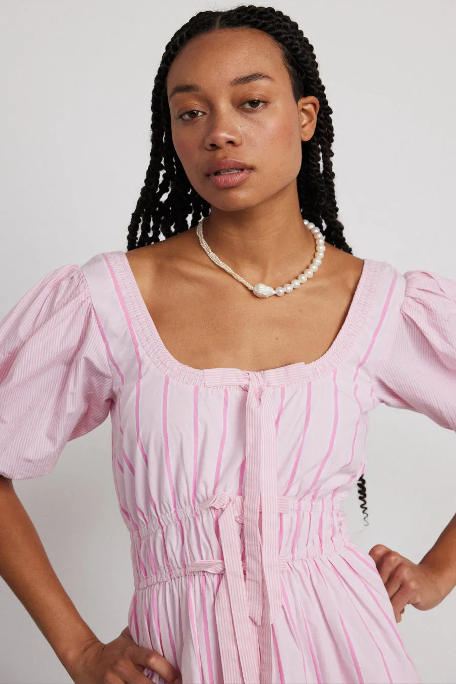 amelie mini dress - pink stripe sold by Damson Madder product image thumbnail 4