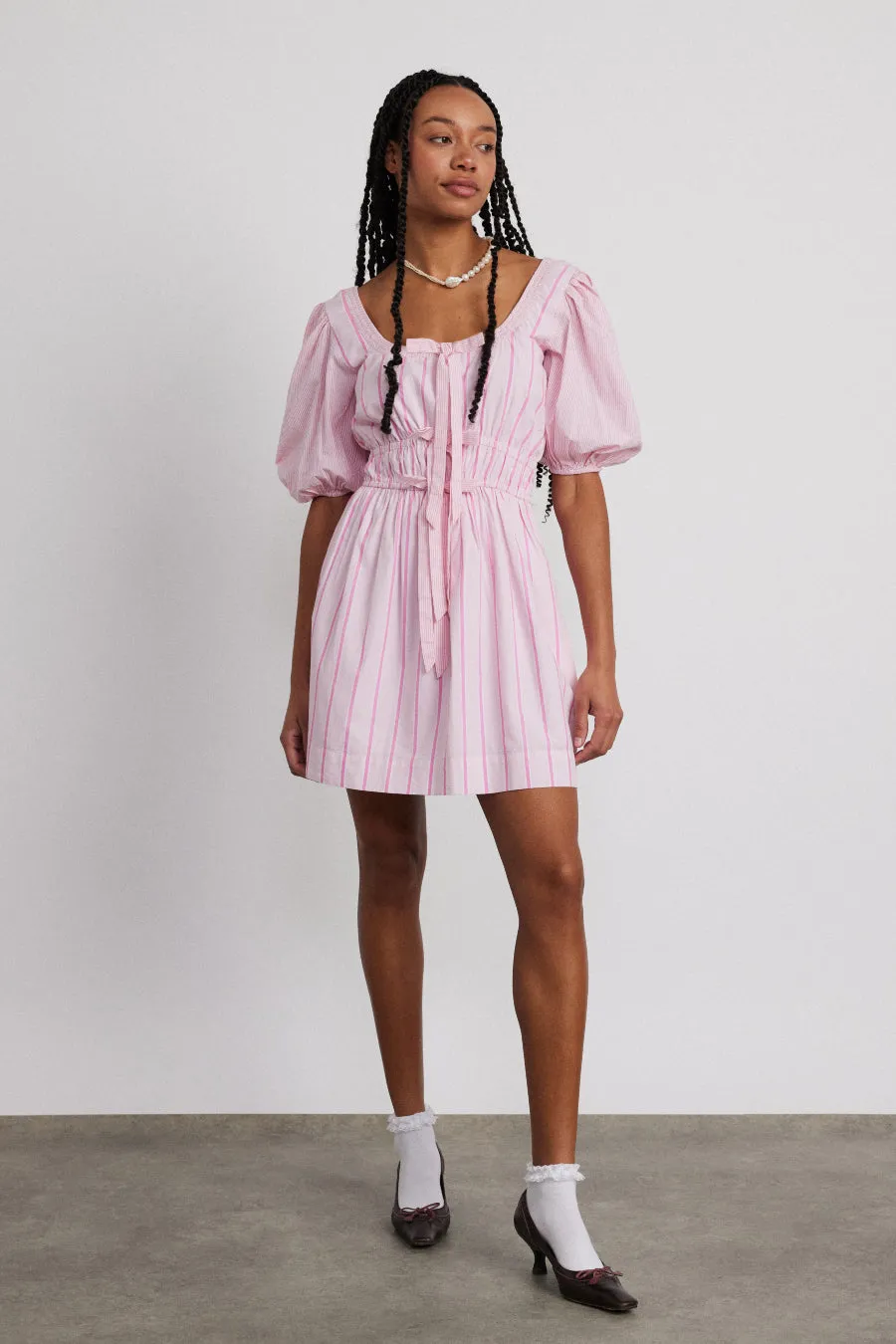 amelie mini dress - pink stripe sold by Damson Madder product image thumbnail 5