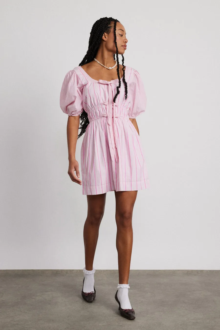 amelie mini dress - pink stripe sold by Damson Madder product image thumbnail 2