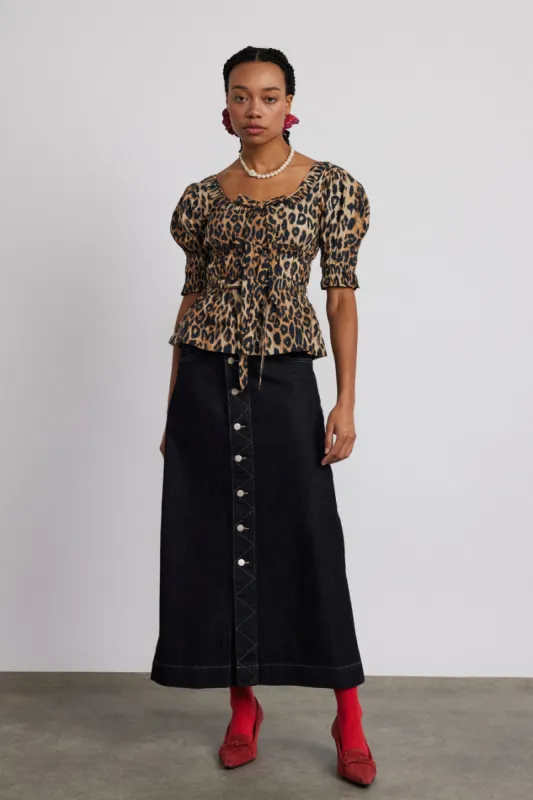 charley denim skirt - dark indigo sold by Damson Madder
