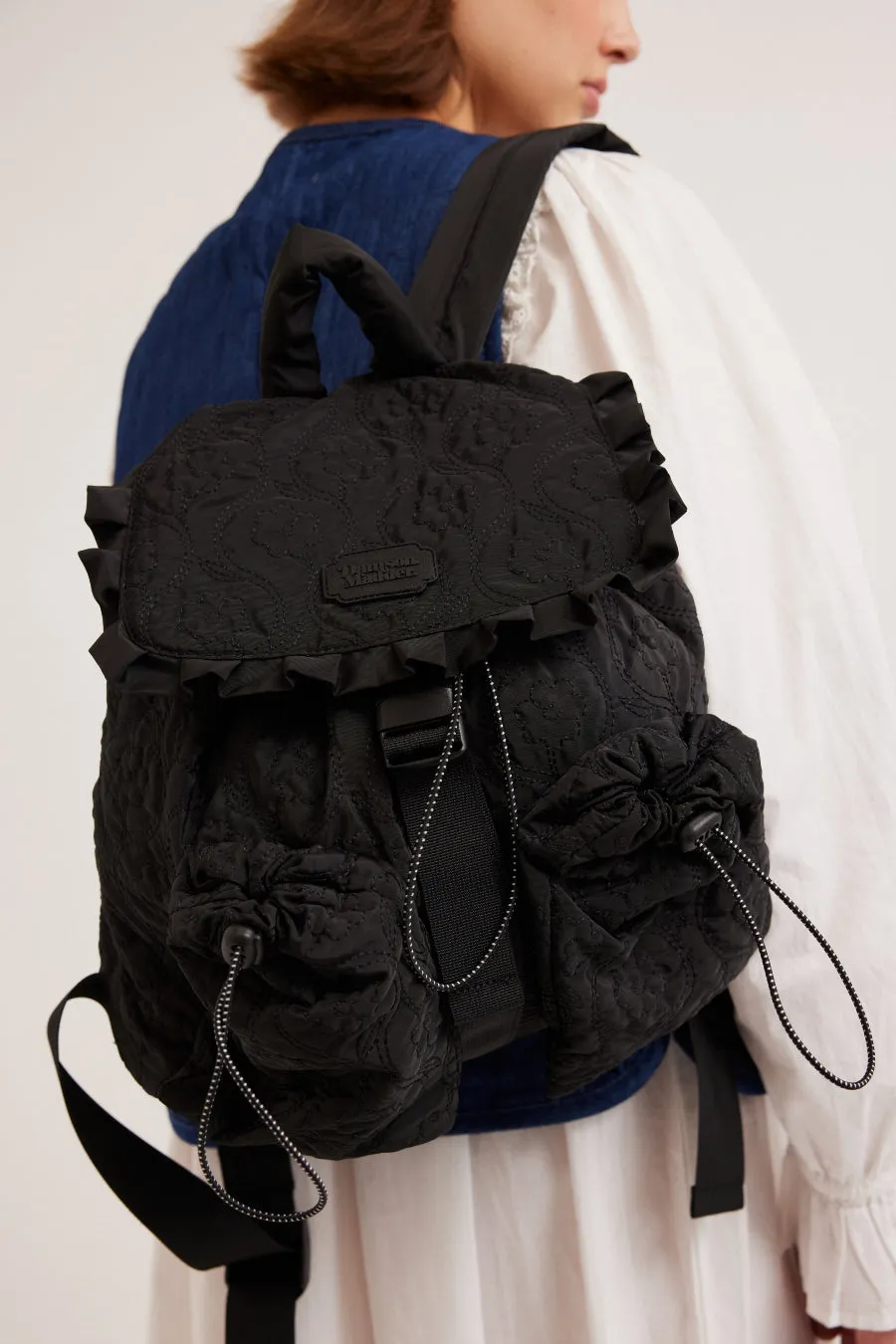frill backpack in black floral stitch sold by Damson Madder product image thumbnail 2