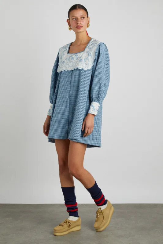 mala mini - blue gingham sold by Damson Madder