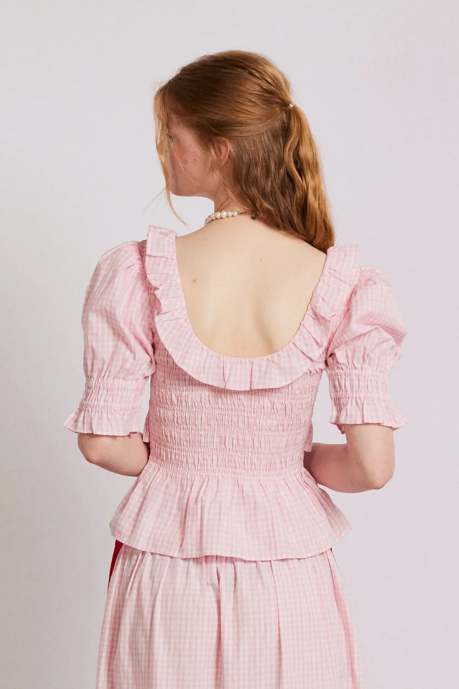 meghan blouse - pink gingham sold by Damson Madder product image thumbnail 3