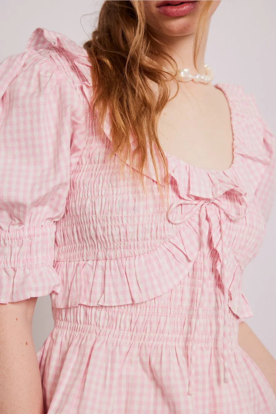 meghan blouse - pink gingham sold by Damson Madder product image thumbnail 2