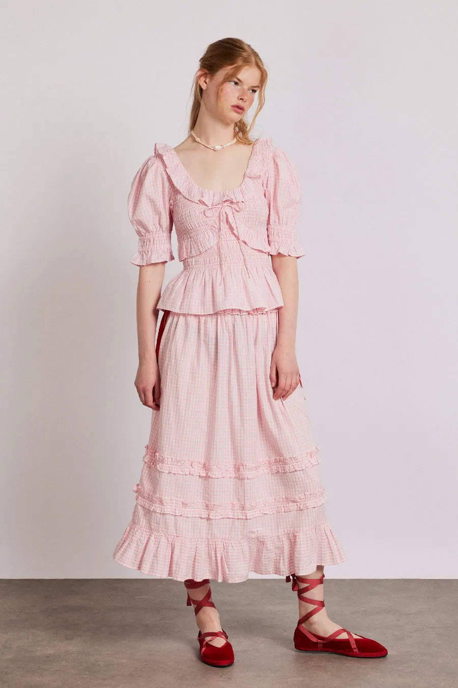 meghan blouse - pink gingham sold by Damson Madder product image thumbnail 4