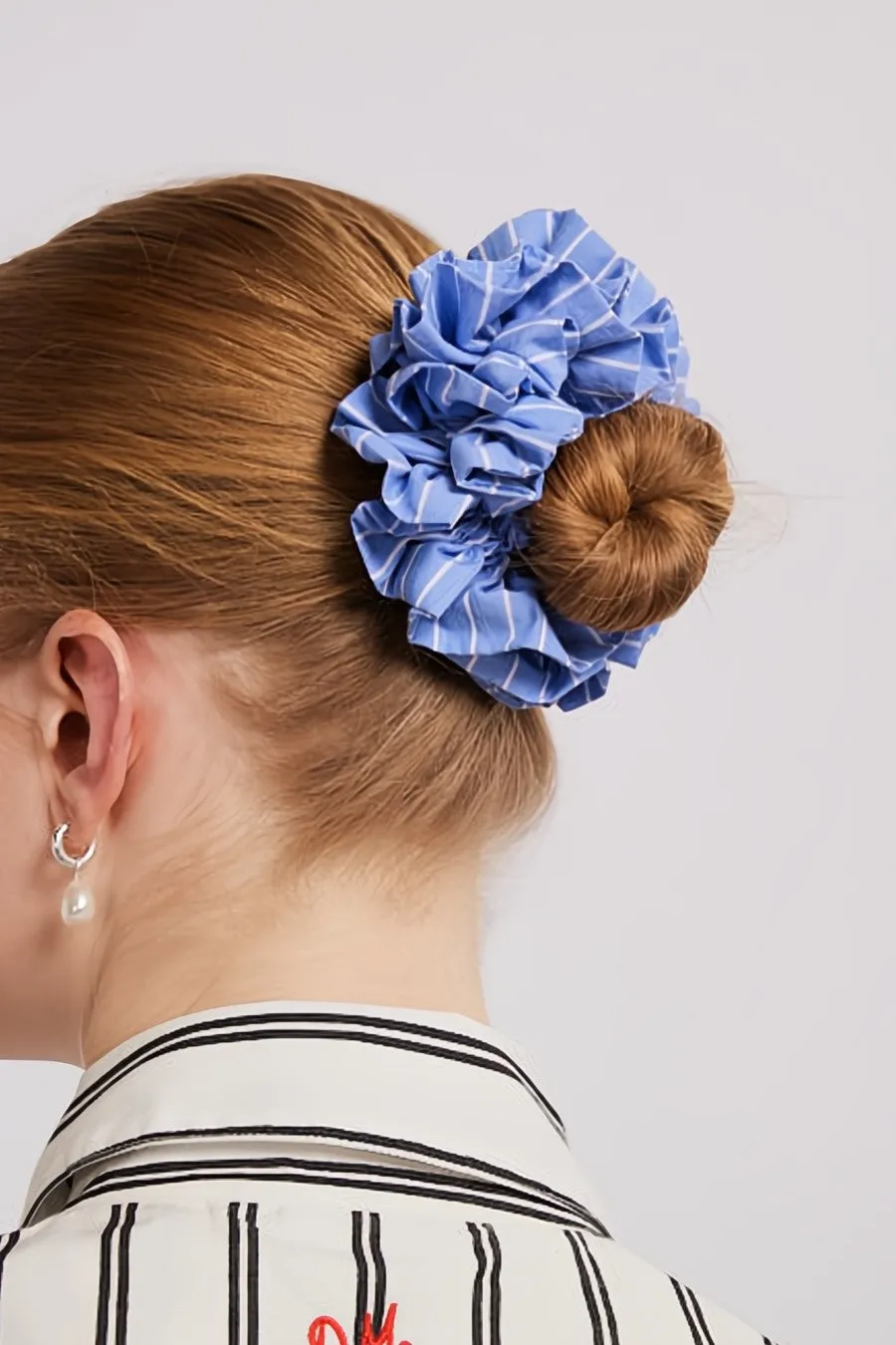 garter scrunchie - blue and white stripe sold by Damson Madder product image thumbnail 3
