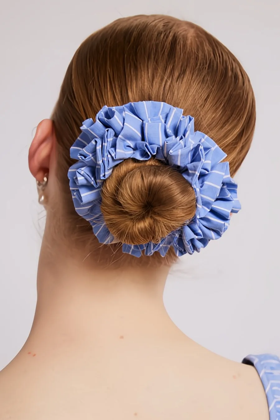 garter scrunchie - blue and white stripe sold by Damson Madder product image thumbnail 2
