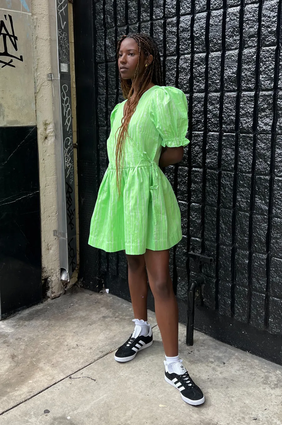 priya puff sleeve mini wrap dress sold by Damson Madder product image thumbnail 4