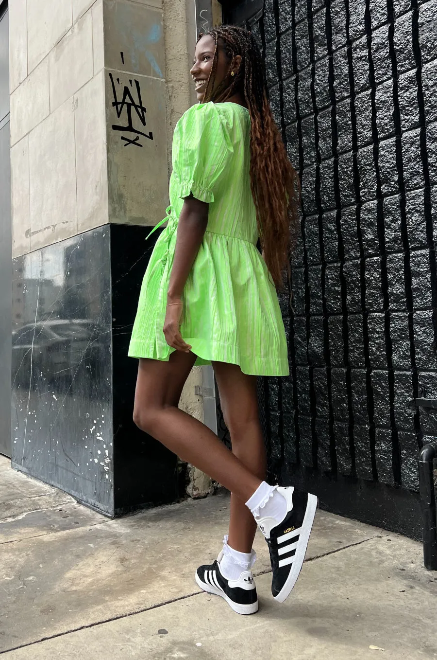 priya puff sleeve mini wrap dress sold by Damson Madder product image thumbnail 3