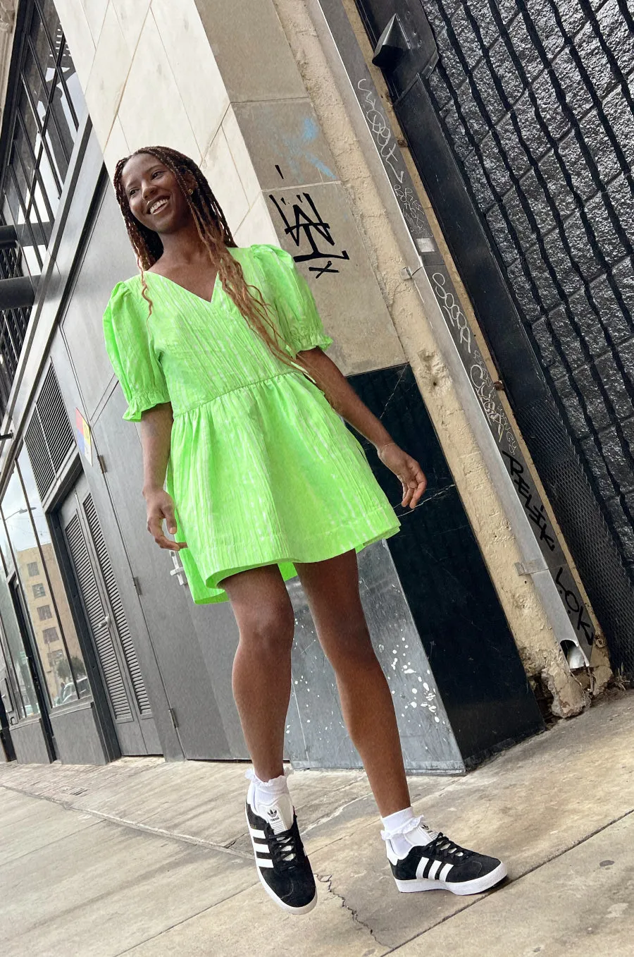 priya puff sleeve mini wrap dress sold by Damson Madder product image thumbnail 5