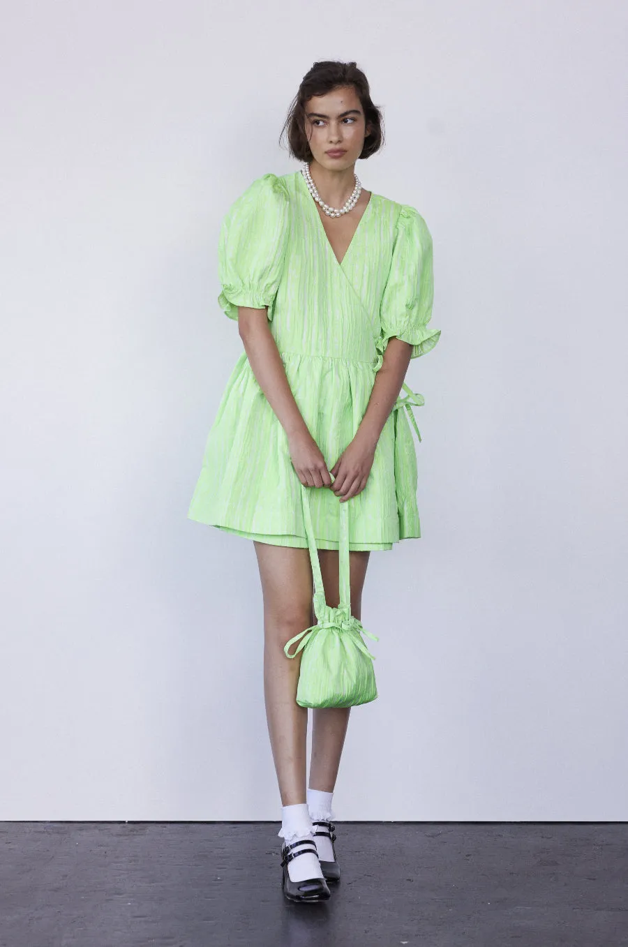 priya puff sleeve mini wrap dress sold by Damson Madder product image thumbnail 2