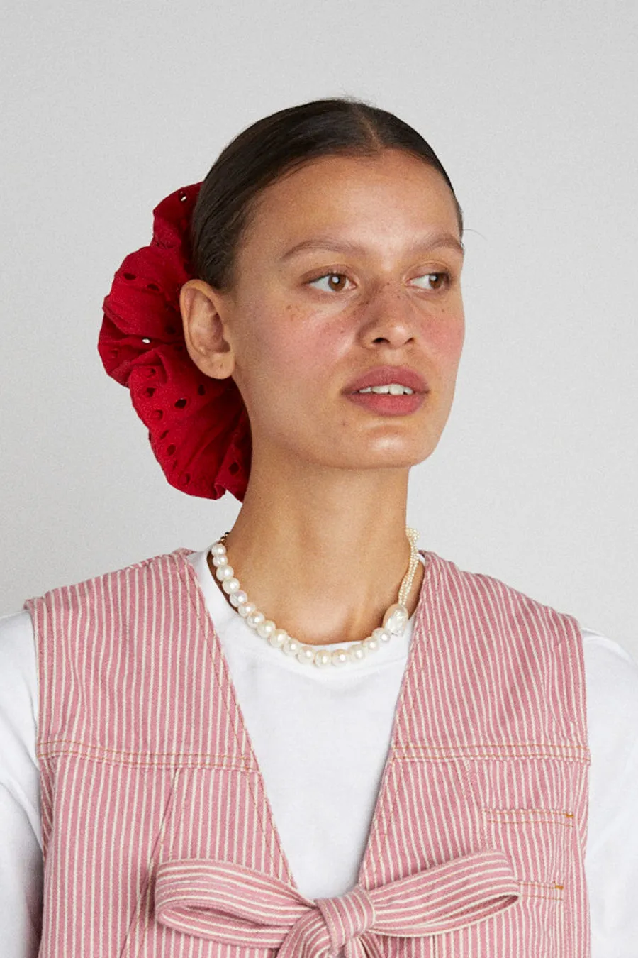 red broderie oversized scrunchie sold by Damson Madder product image thumbnail 4