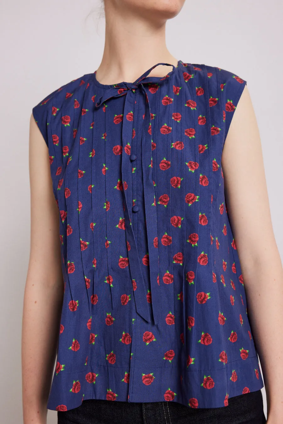 nora pin tuck blouse - rose print sold by Damson Madder product image thumbnail 3