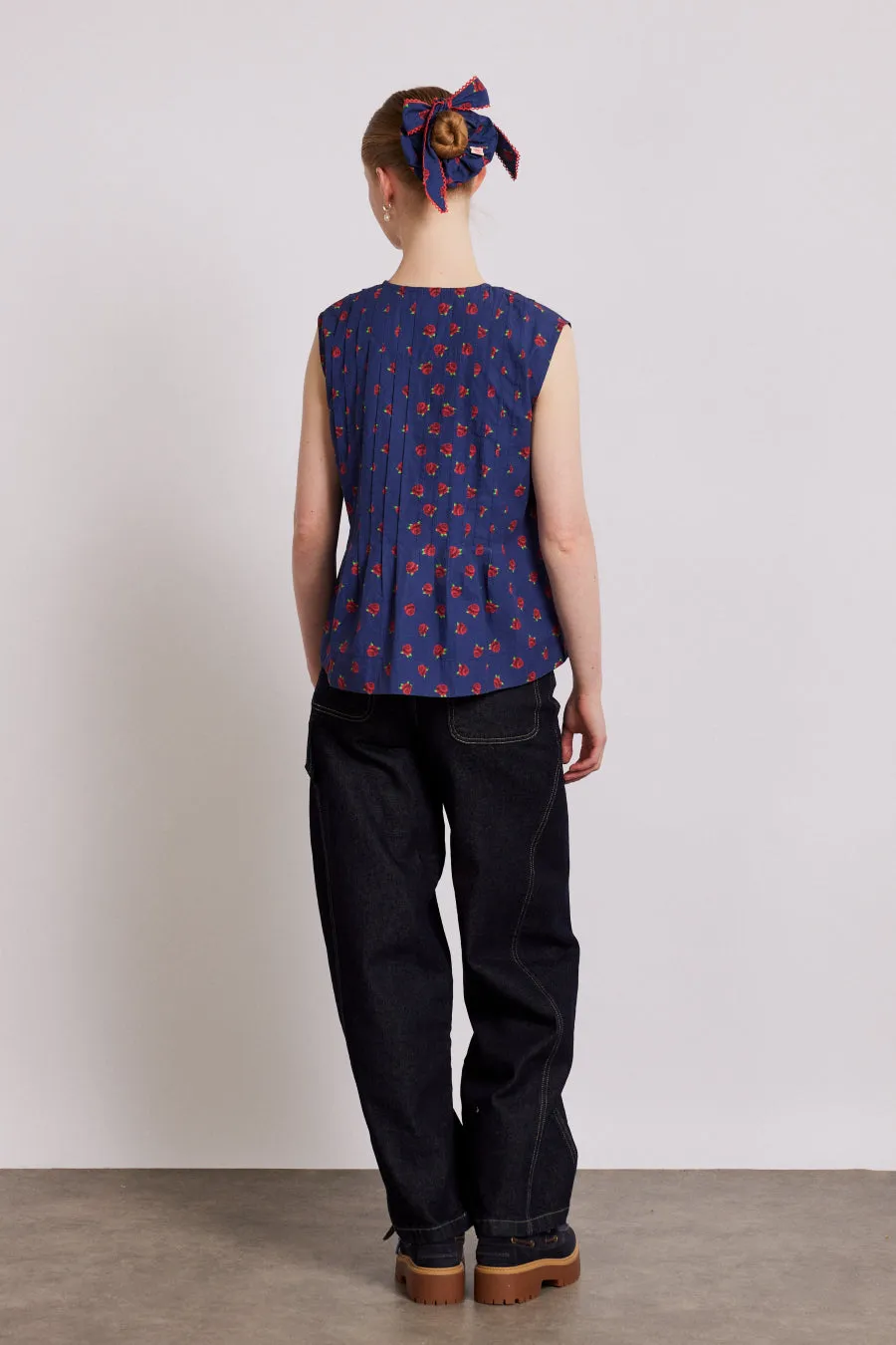 nora pin tuck blouse - rose print sold by Damson Madder product image thumbnail 5