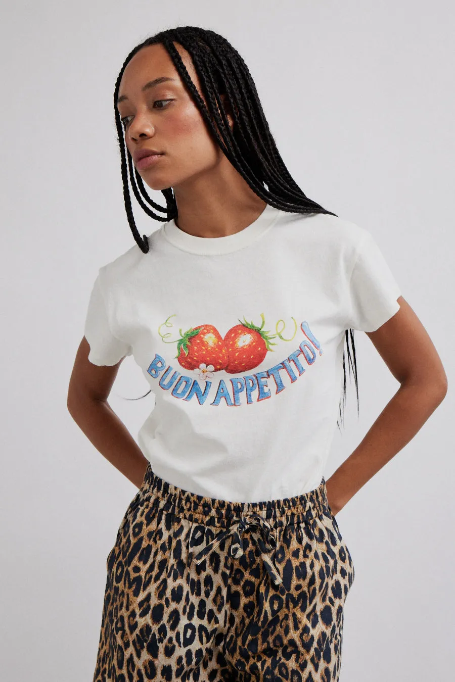 buon appetito shrunken tee sold by Damson Madder