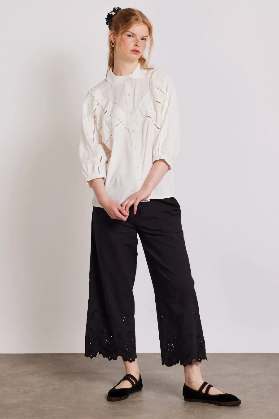 lana trousers - black broderie sold by Damson Madder product image thumbnail 2
