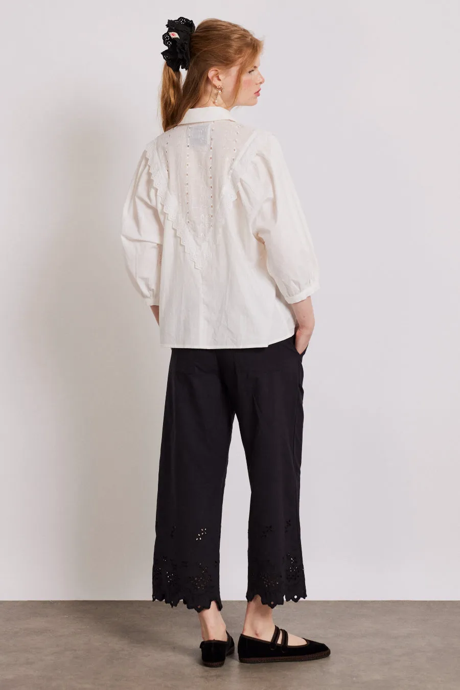 lana trousers - black broderie sold by Damson Madder product image thumbnail 5