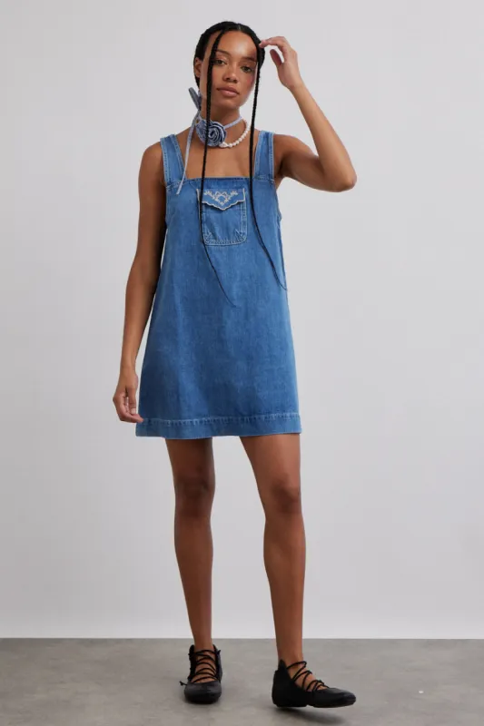 nancy mini dress - organic denim made by Damson Madder
