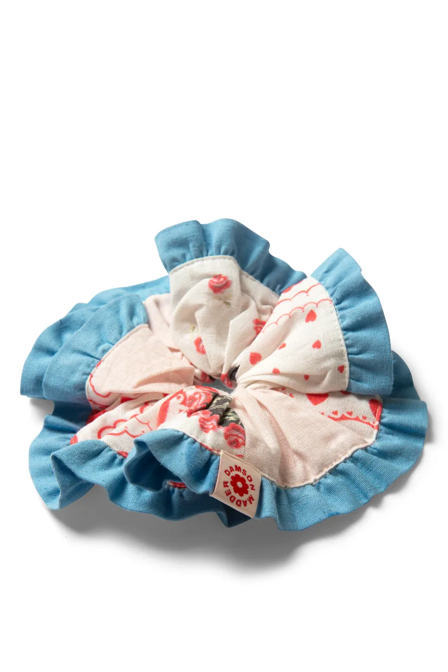 frill scrunchie in hanky heart print sold by Damson Madder product image thumbnail 3