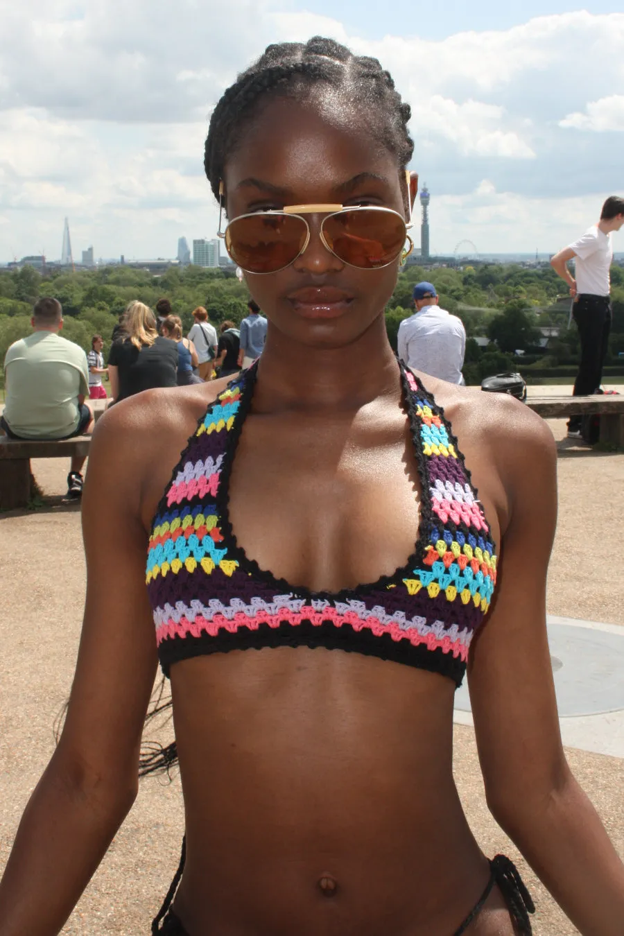 hana stripe bikini top sold by Damson Madder