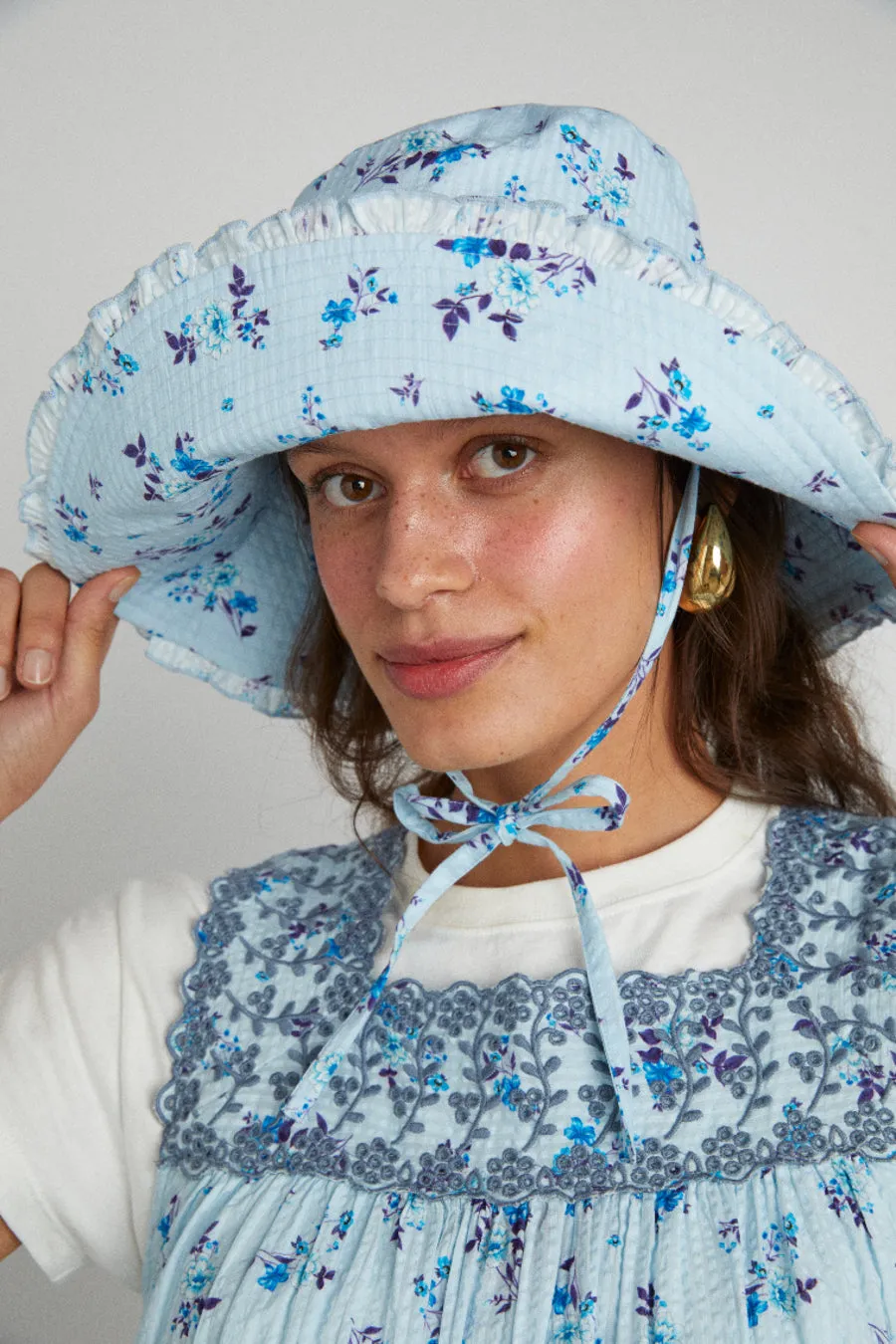 floral sunhat with frill sold by Damson Madder product image thumbnail 2