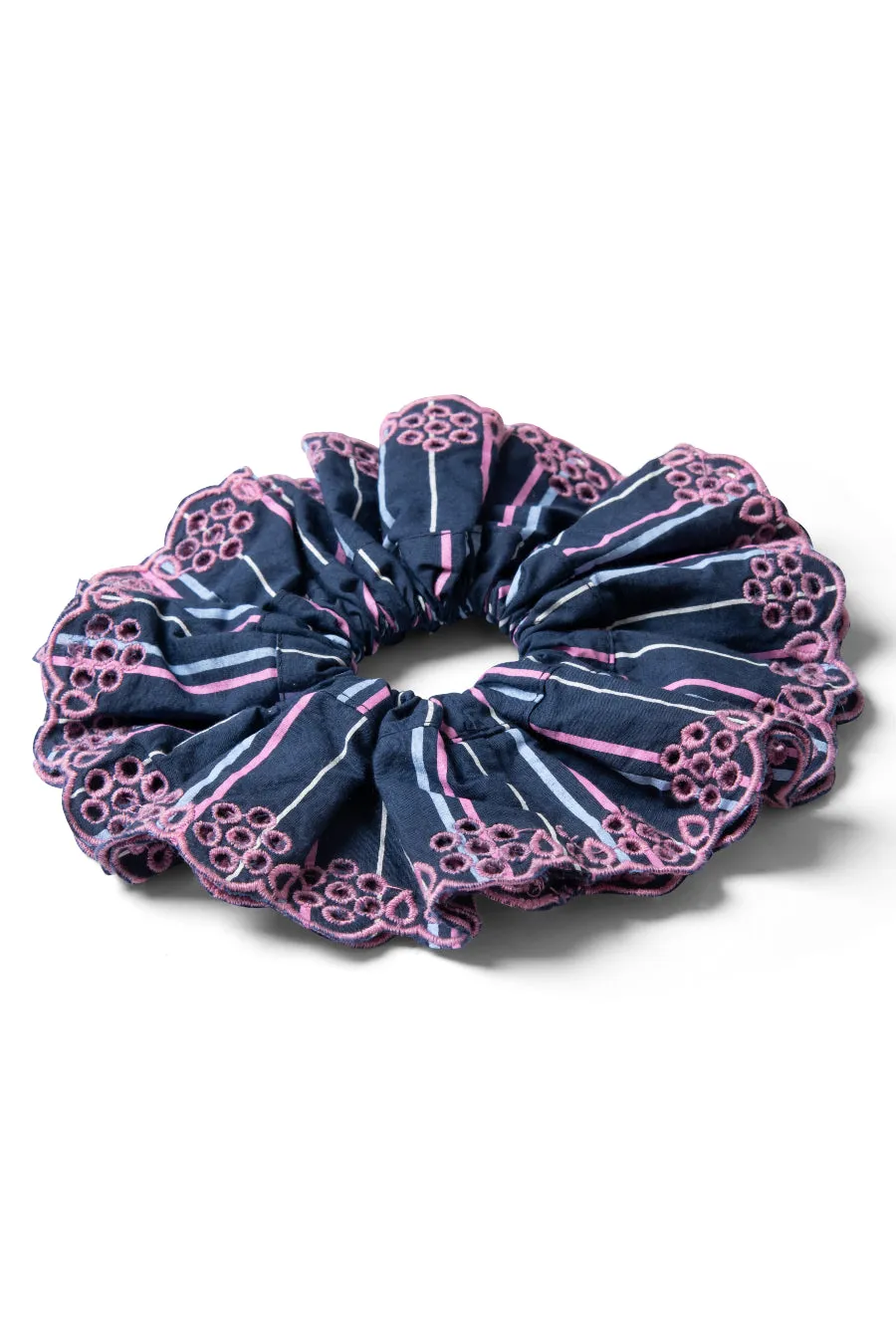 stripe scrunchie with broderie edge sold by Damson Madder product image thumbnail 4