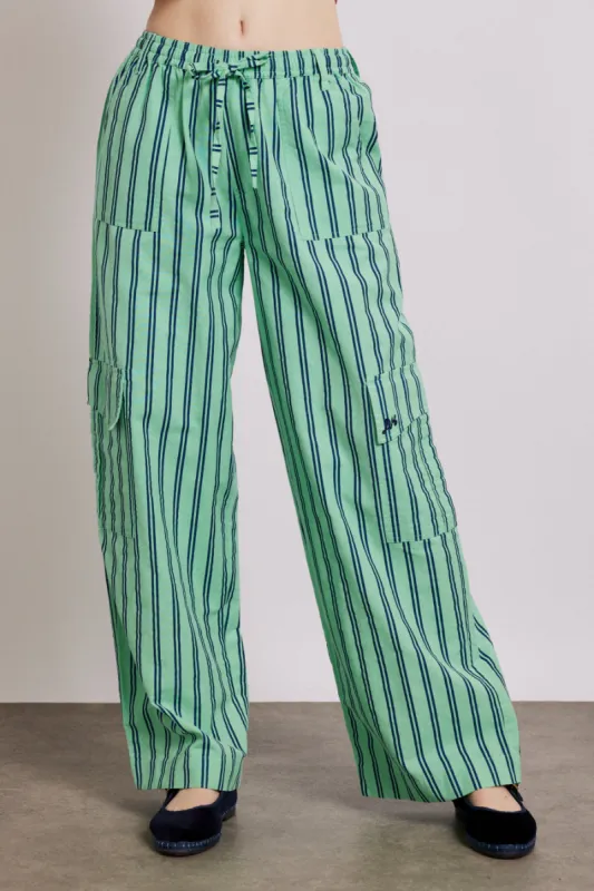 sydney coastal cargo pants - mint stripe sold by Damson Madder