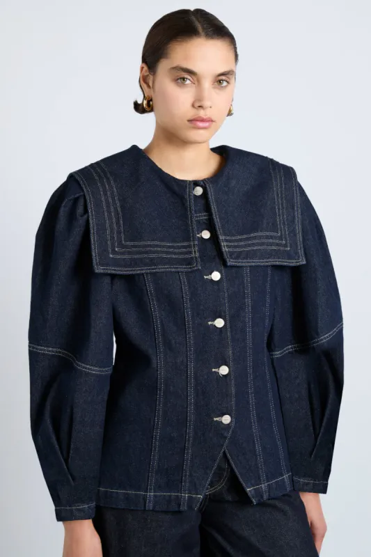 sailor denim jacket - dark indigo sold by Damson Madder