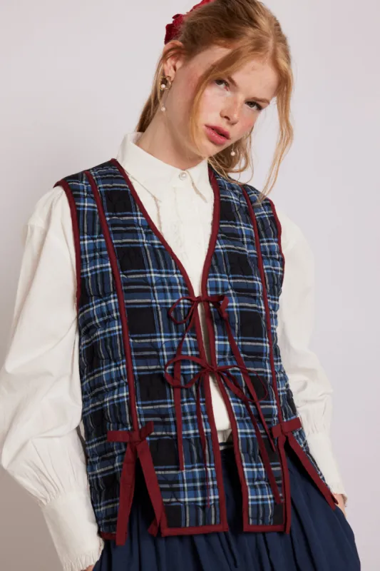 alva bow gilet sold by Damson Madder
