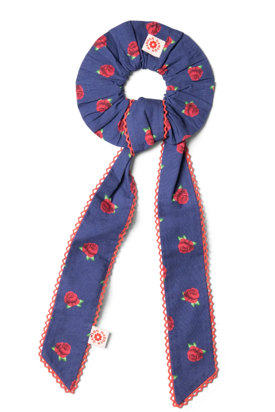 bow scrunchie in rose print sold by Damson Madder product image thumbnail 5