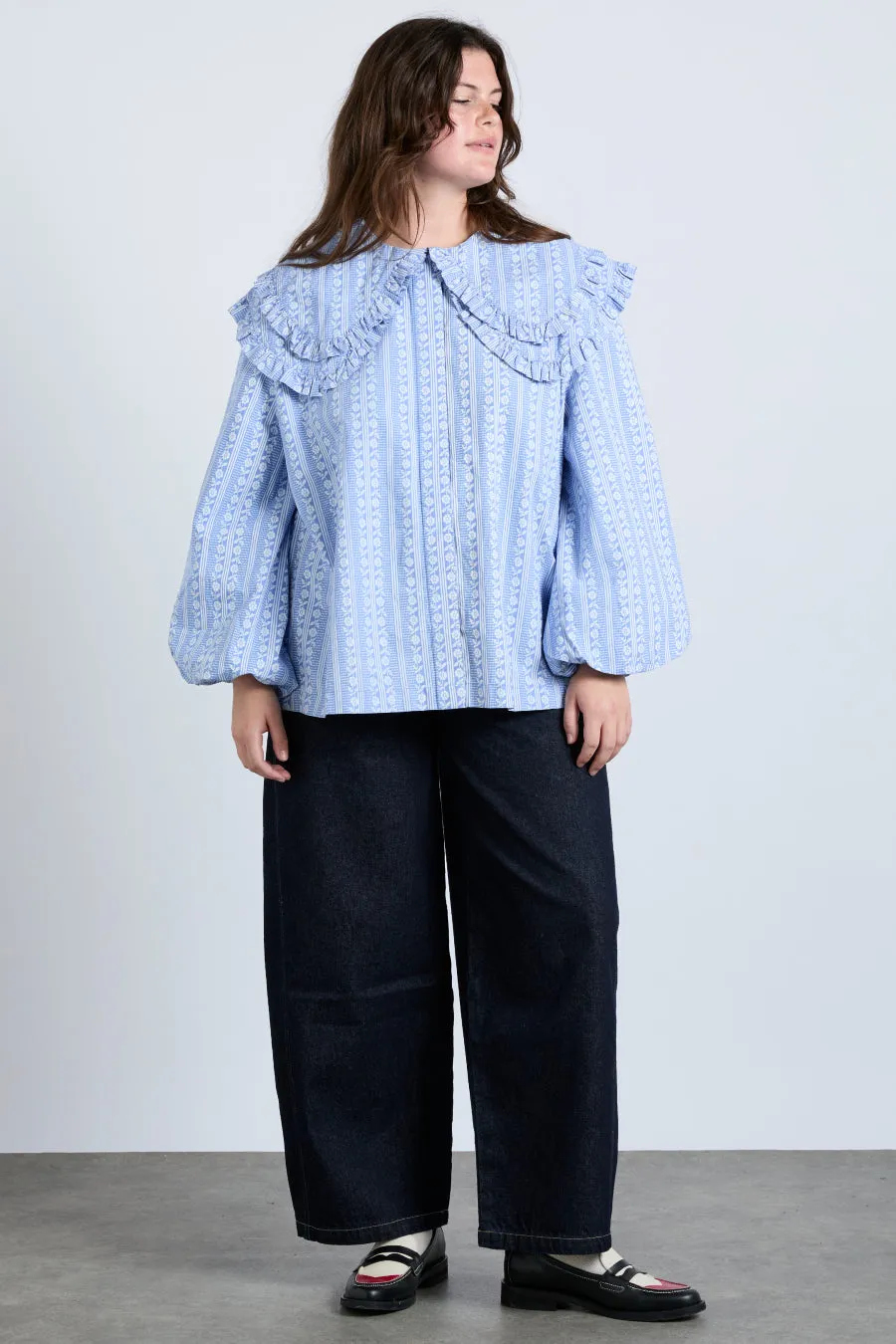 lois double collar blouse - blue sold by Damson Madder product image thumbnail 2