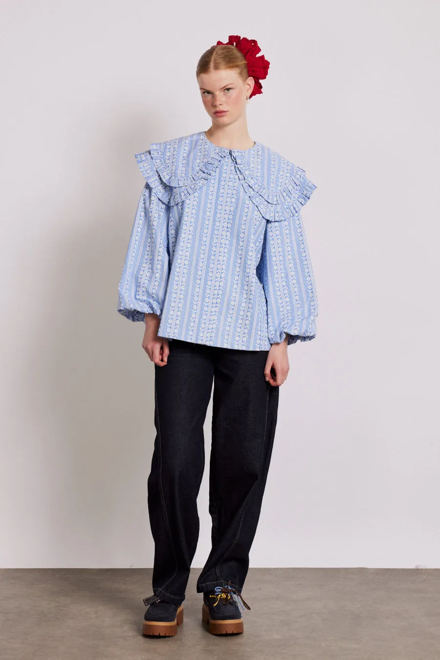 lois double collar blouse - blue sold by Damson Madder product image thumbnail 4