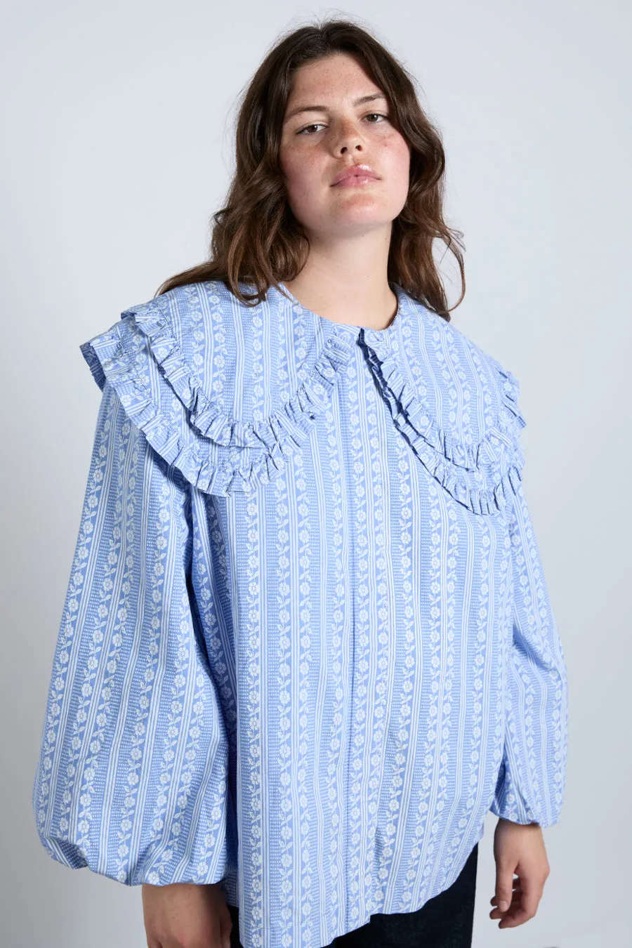 lois double collar blouse - blue sold by Damson Madder product image thumbnail 3