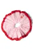 frill scrunchie in pink gingham with satin edge sold by Damson Madder